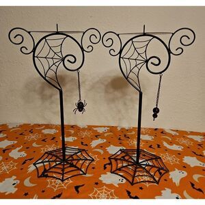 Set of 2 Halloween Spiderweb Candelabra Candle Holders